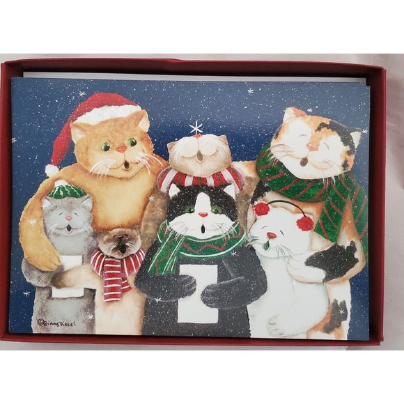 Ginny Diezel Cats Singing Holiday Cards Meowy Merry Christmas 18 Cards CPS - Picture 2 of 9